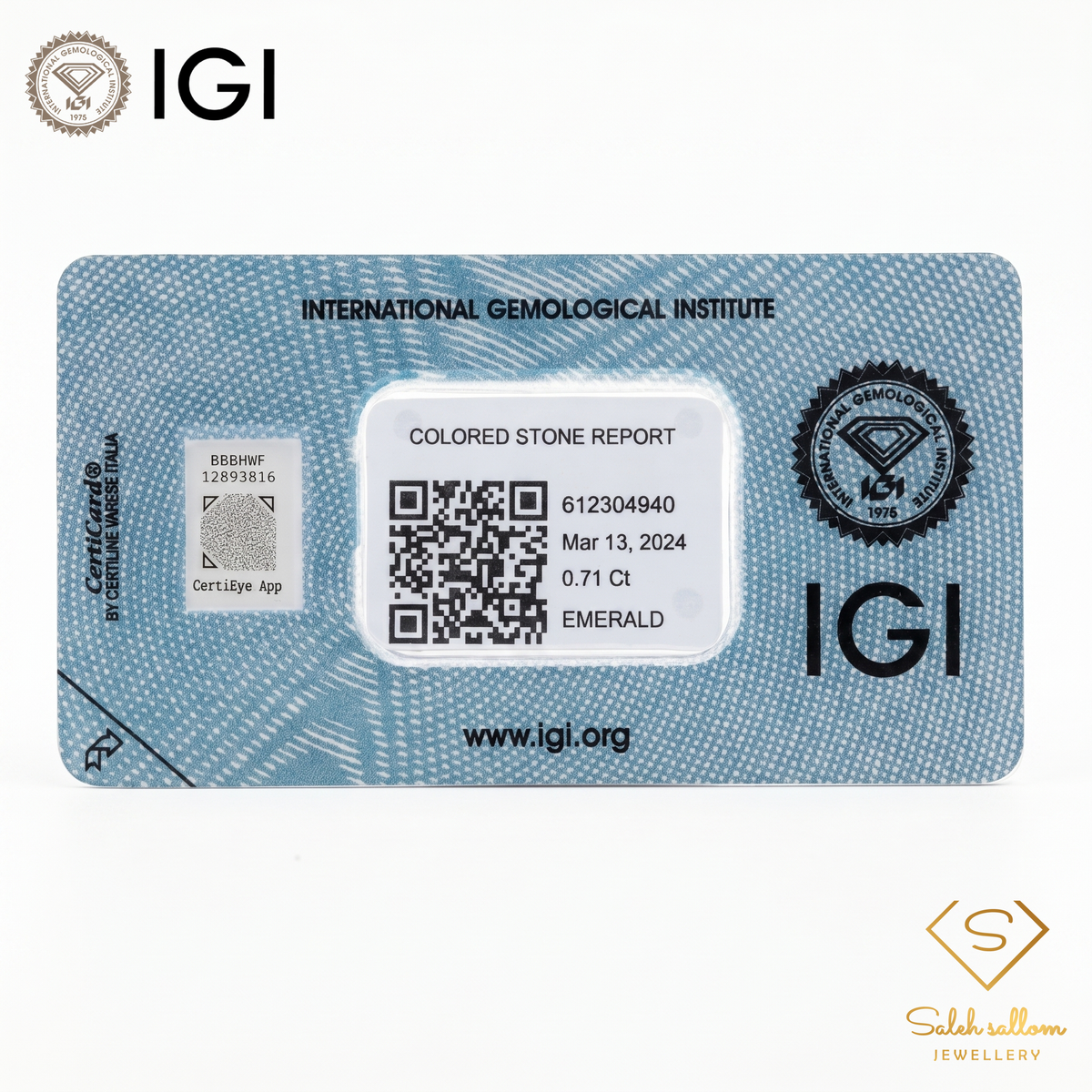 IGI Certified Natural Emerald | 0.71 Carat Oval Mixed Cut | Fine Green Collector Gemstone-Saleh Sallom