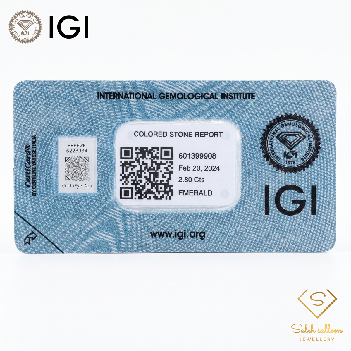 IGI Certified Natural Emerald | 2.80 Carats Emerald Cut | Fine Green Collector Gemstone-Saleh Sallom