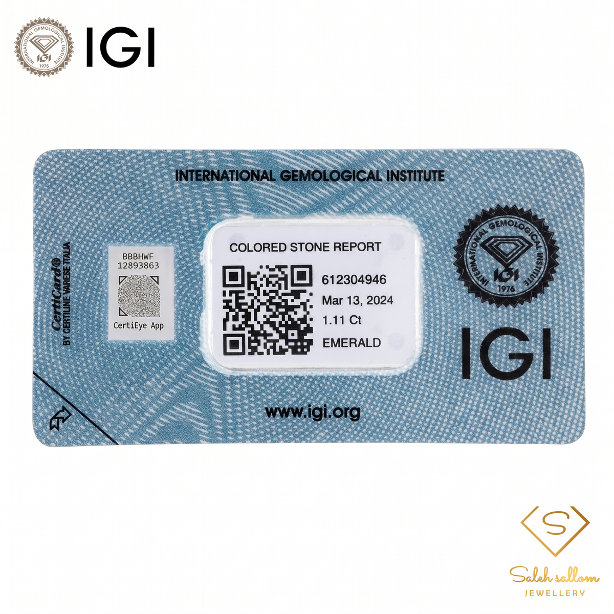 IGI Certified Natural Emerald | 1.11 Carats Oval Mixed Cut | Fine Green Collector Gemstone-Saleh Sallom