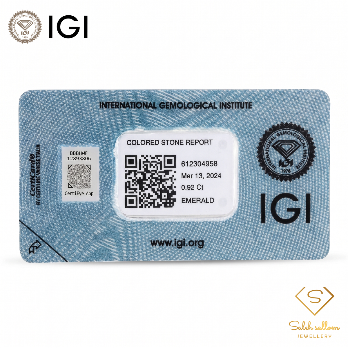 IGI Certified Natural Emerald | 0.92 Carats Oval Mixed Cut | Fine Green Collector Gemstone-Saleh Sallom