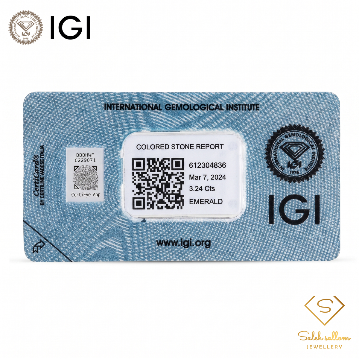 IGI Certified Natural Emerald | 3.24 Carats Emerald Cut | Fine Green Collector Gemstone-Saleh Sallom