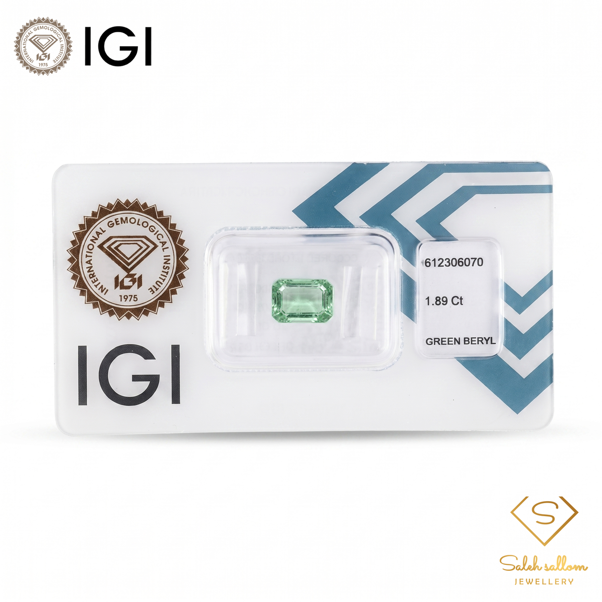 IGI Certified Natural Green Beryl | 1.89 Carats Emerald Cut | Rare Yellowish Green Collector Gemstone-Saleh Sallom