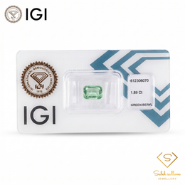 IGI Certified Natural Green Beryl | 1.89 Carats Emerald Cut | Rare Yellowish Green Collector Gemstone-Saleh Sallom