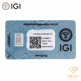 IGI Certified Natural Green Beryl | 1.89 Carats Emerald Cut | Rare Yellowish Green Collector Gemstone-Saleh Sallom