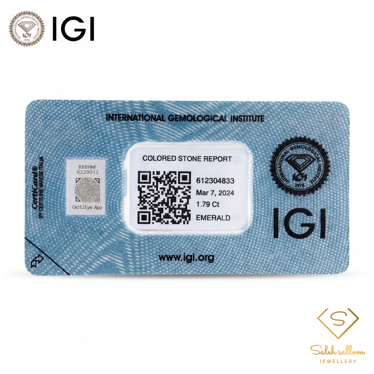 IGI Certified Natural Emerald | 1.79 Carats Oval Mixed Cut | Fine Green Collector Gemstone-Saleh Sallom