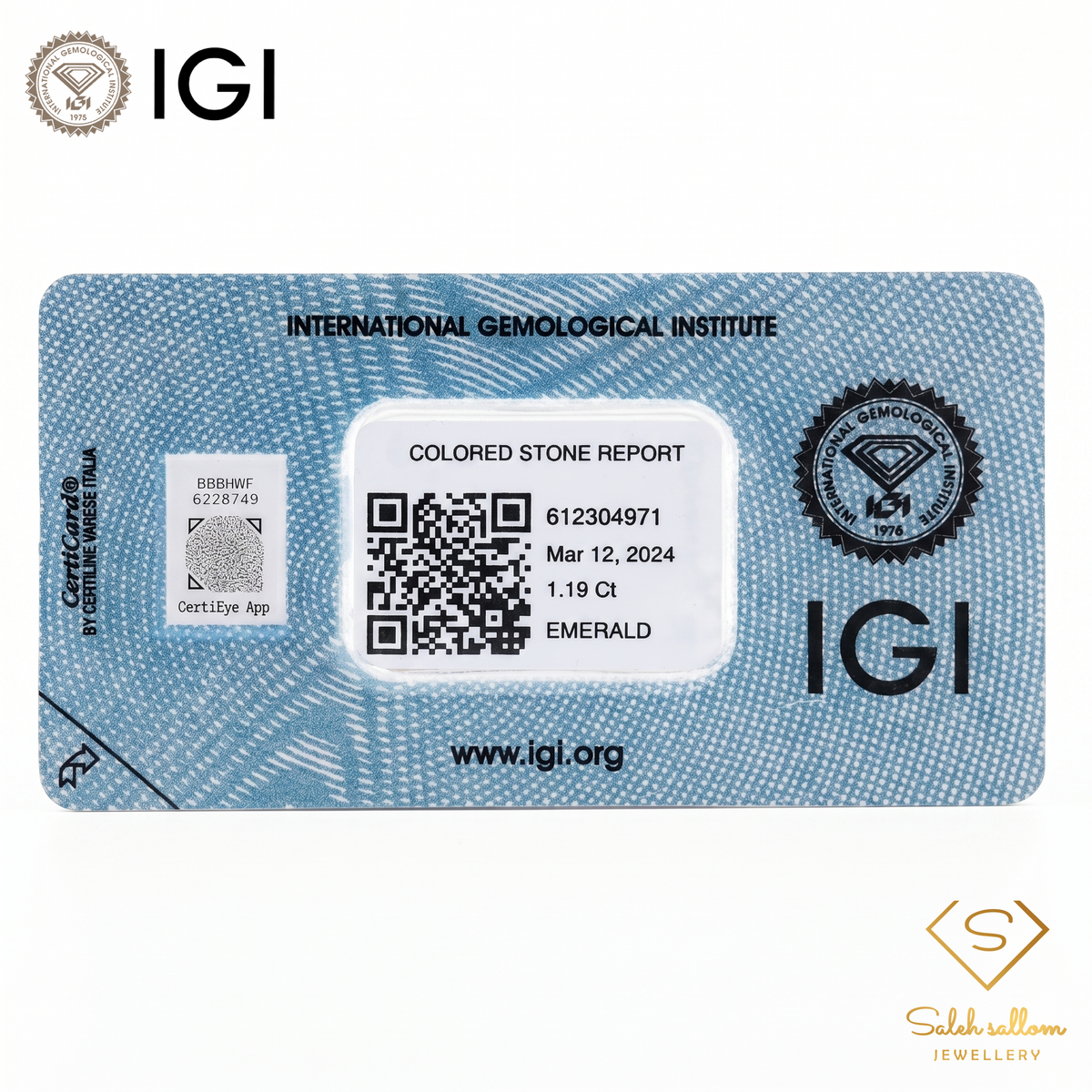 IGI Certified Natural Emerald | 1.19 Carats Square Emerald Cut | Fine Green Collector Gemstone-Saleh Sallom