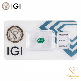 IGI Certified Natural Emerald | 0.91 Carat Oval Mixed Cut | Fine Green Collector Gemstone-Saleh Sallom