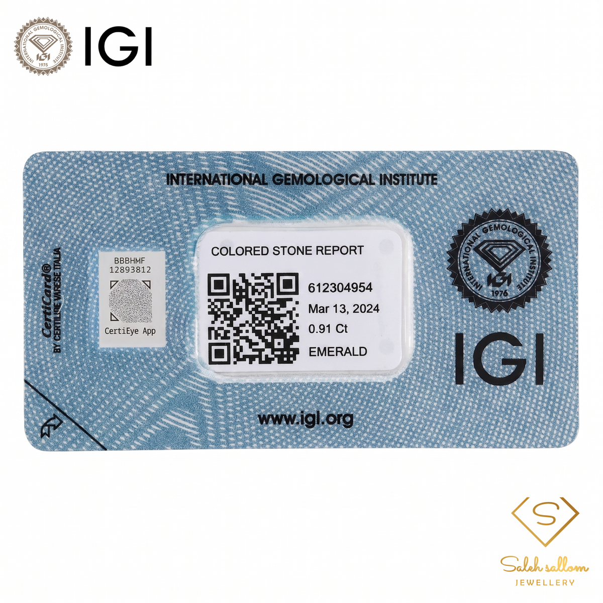 IGI Certified Natural Emerald | 0.91 Carat Oval Mixed Cut | Fine Green Collector Gemstone-Saleh Sallom