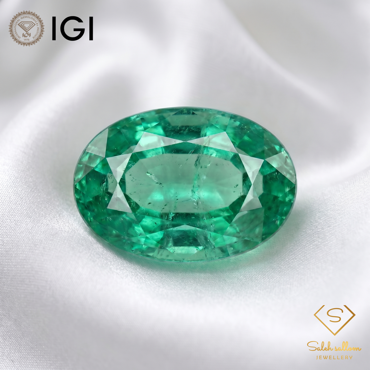 IGI Certified Natural Emerald | 1.10 Carat Oval Mixed Cut | Fine Green Collector Gemstone-Saleh Sallom