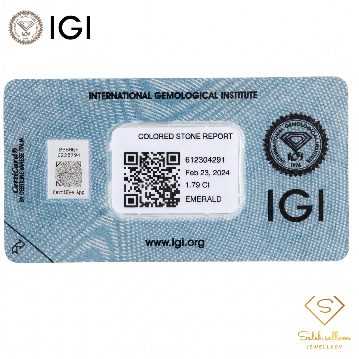 IGI Certified Natural Emerald | 1.79 Carats Oval Mixed Cut | Fine Green Collector Gemstone-Saleh Sallom