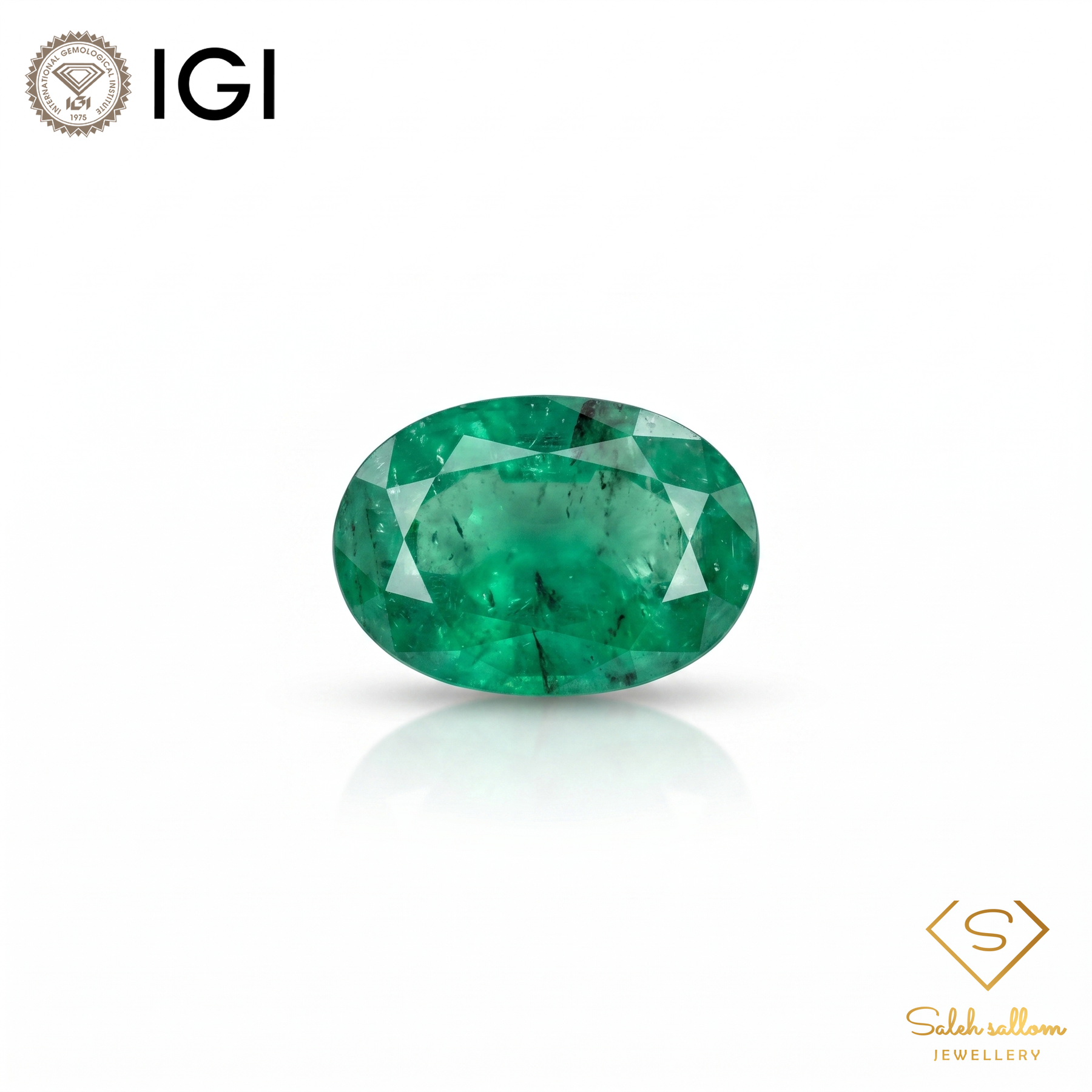 IGI Certified Natural Emerald | 2.19 Carats Oval Mixed Cut | Fine Semi-Translucent Green Gemstone-Saleh Sallom