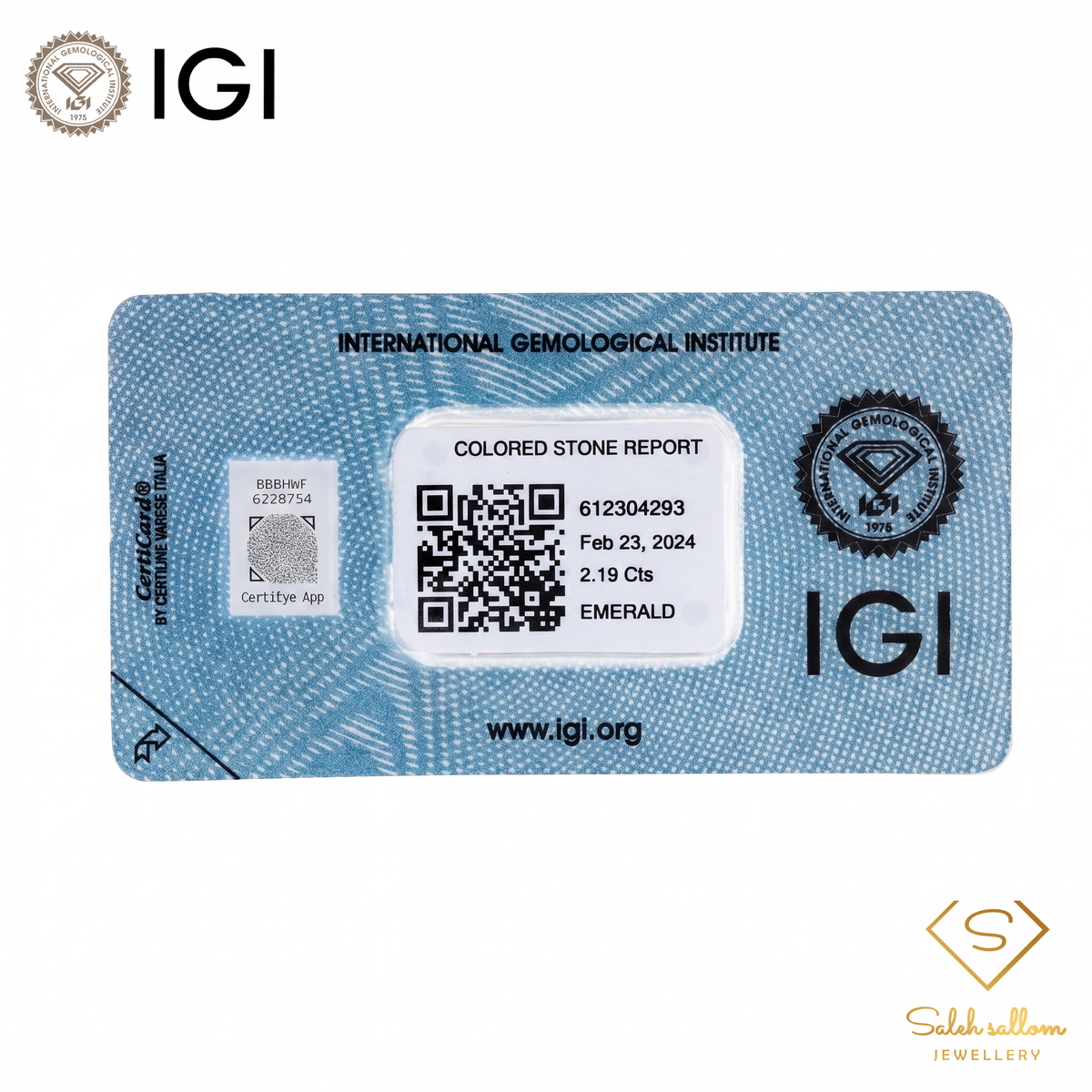 IGI Certified Natural Emerald | 2.19 Carats Oval Mixed Cut | Fine Semi-Translucent Green Gemstone-Saleh Sallom