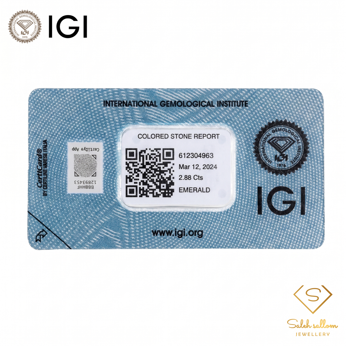 IGI Certified Natural Emerald | 2.88 Carats Oval Mixed Cut | Fine Semi-Translucent Green Gemstone-Saleh Sallom