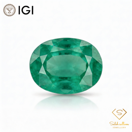 IGI Certified Natural Emerald | 2.88 Carats Oval Mixed Cut | Fine Semi-Translucent Green Gemstone-Saleh Sallom