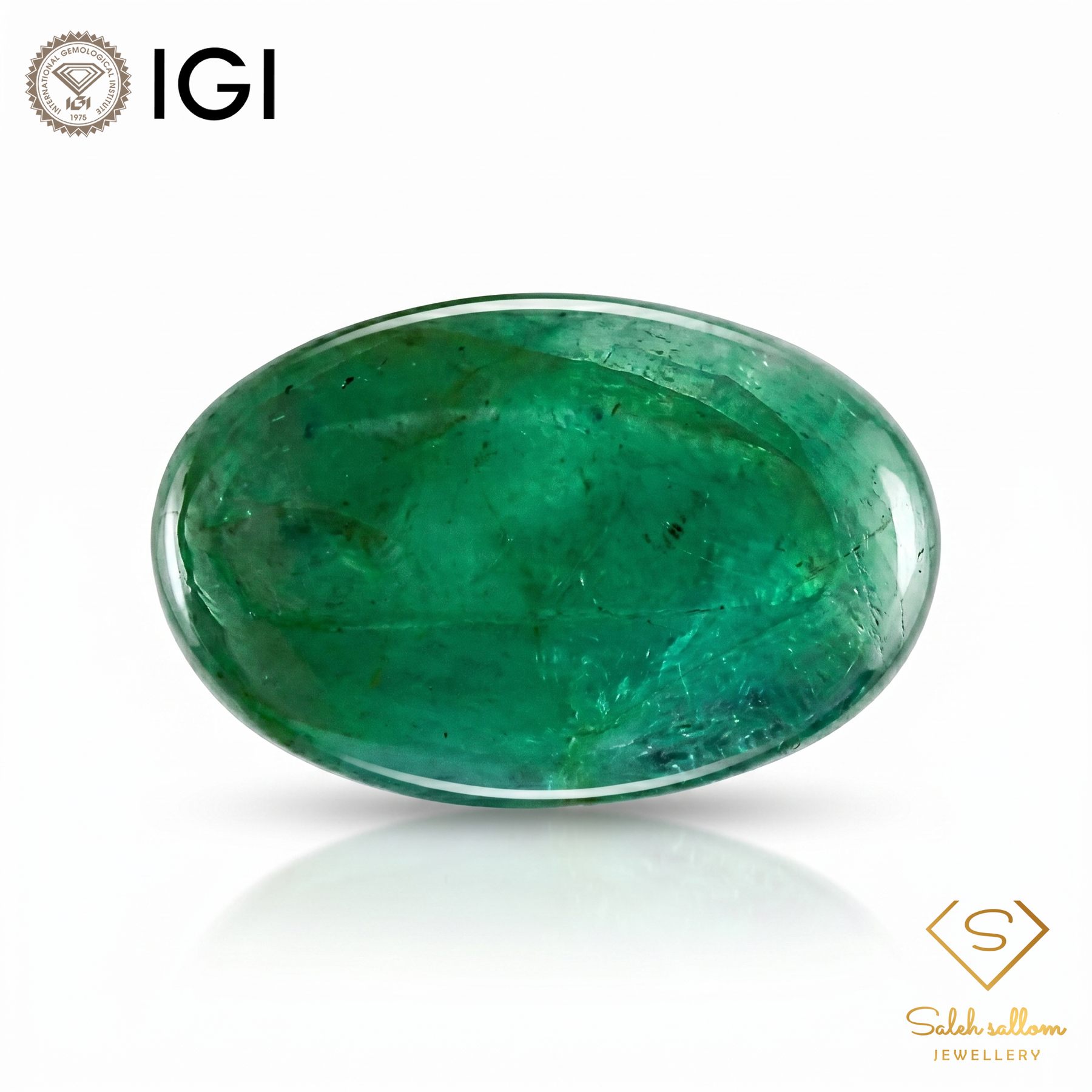 IGI Certified Natural Emerald | 8.75 Carats Oval Cabochon | Fine Translucent Green Gemstone-Saleh Sallom