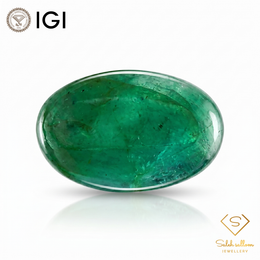 IGI Certified Natural Emerald | 8.75 Carats Oval Cabochon | Fine Translucent Green Gemstone-Saleh Sallom