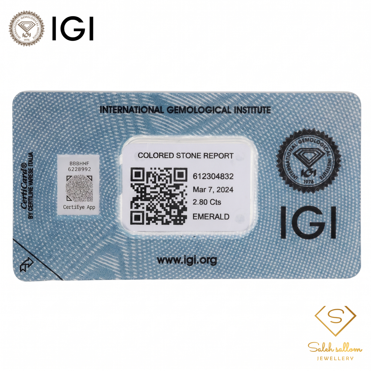 IGI Certified Natural Emerald | 2.80 Carat Oval Mixed Cut | Luxury Gemstone-Saleh Sallom
