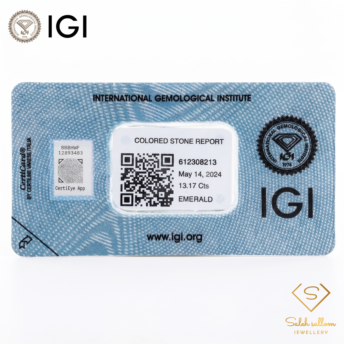 IGI Certified Natural Emerald | 13.17 Carats Oval Cabochon | Fine Semi-Translucent Green Gemstone-Saleh Sallom