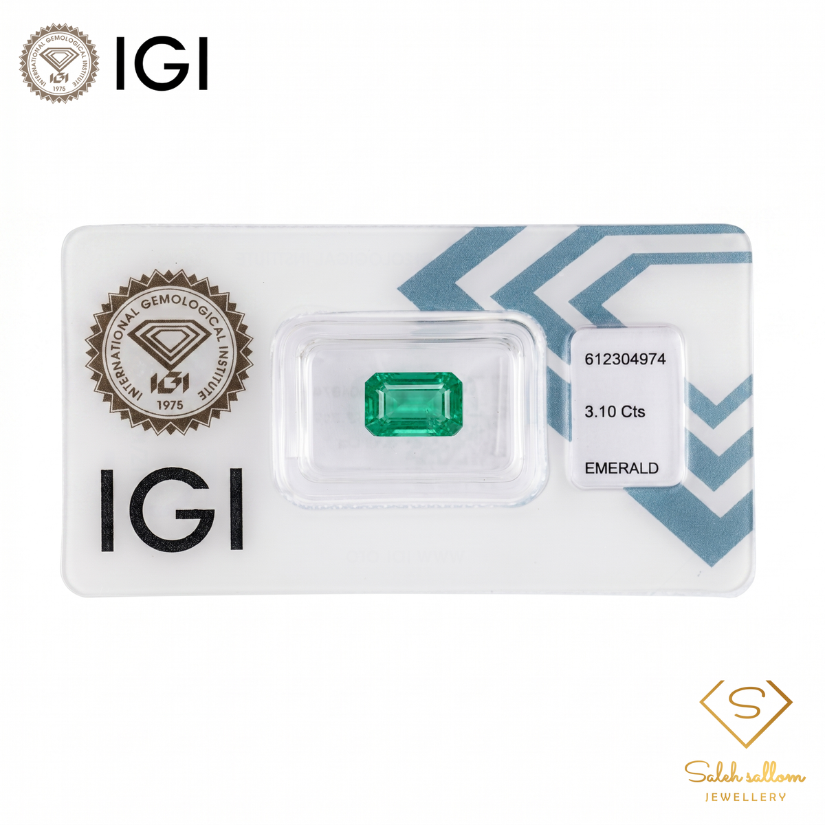 IGI Certified Natural Emerald | 3.10 Carats Emerald Cut | Fine Green Gemstone-Saleh Sallom