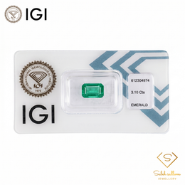 IGI Certified Natural Emerald | 3.10 Carats Emerald Cut | Fine Green Gemstone-Saleh Sallom