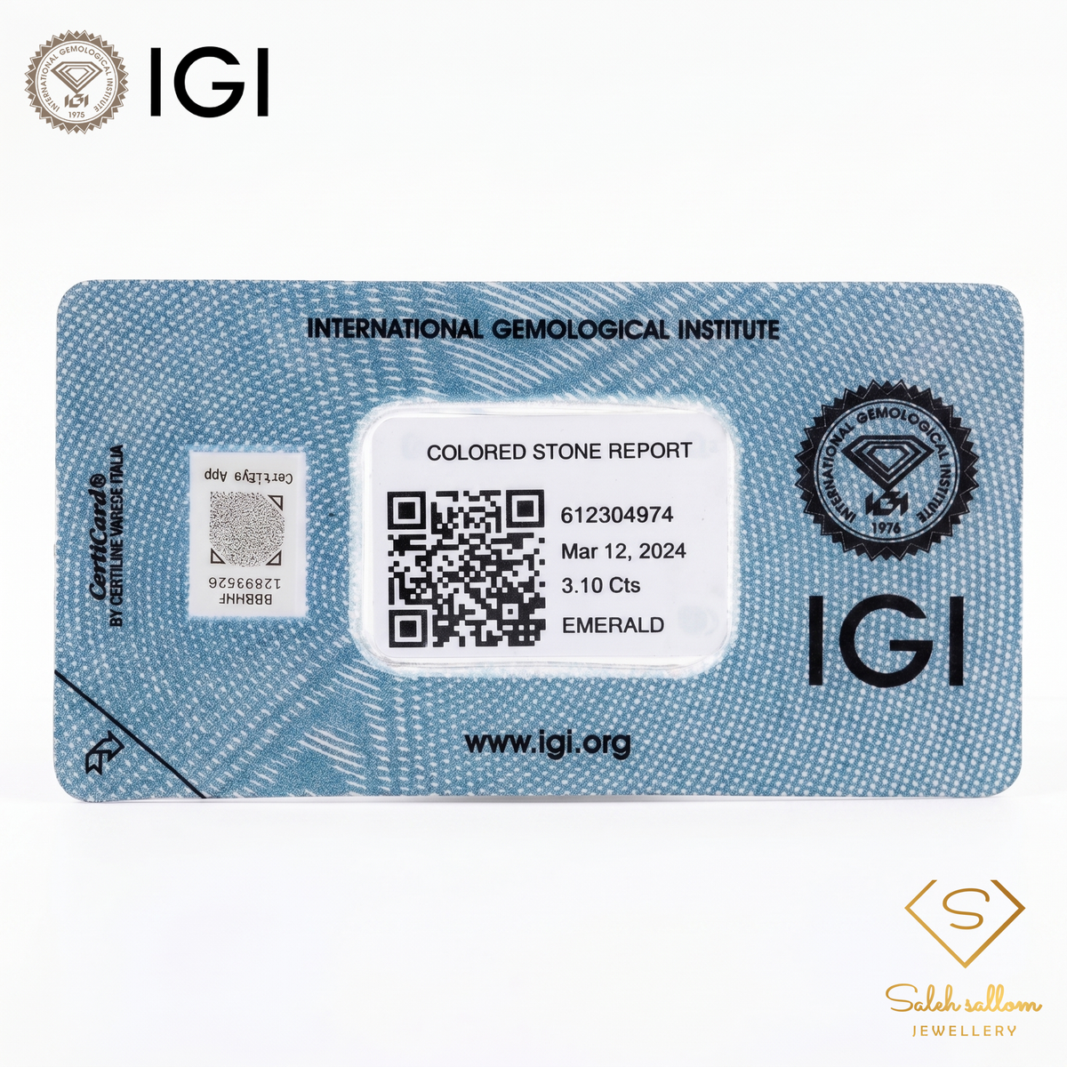 IGI Certified Natural Emerald | 3.10 Carats Emerald Cut | Fine Green Gemstone-Saleh Sallom