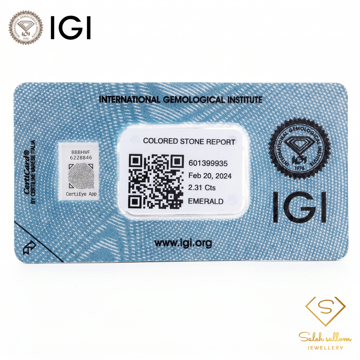 IGI Certified Natural Emerald | 2.31 Carats Oval Mixed Cut | Fine Green Gemstone-Saleh Sallom
