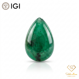 IGI Certified Natural Emerald | 7.38 Carats Pear Cabochon | Collector Green Gemstone-Saleh Sallom