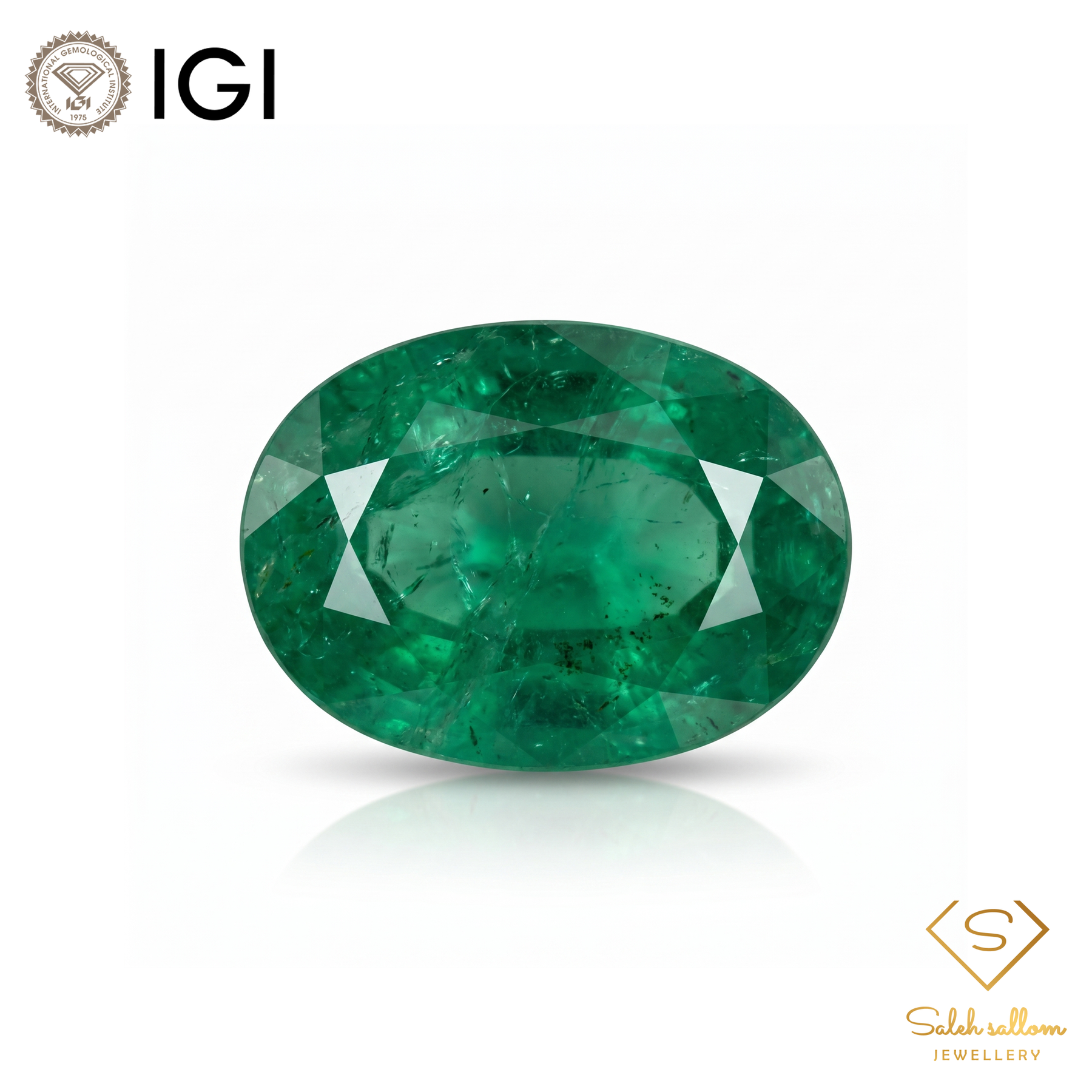 IGI Certified Natural Emerald | 3.28 Carats Oval Mixed Cut | Fine Green Gemstone-Saleh Sallom
