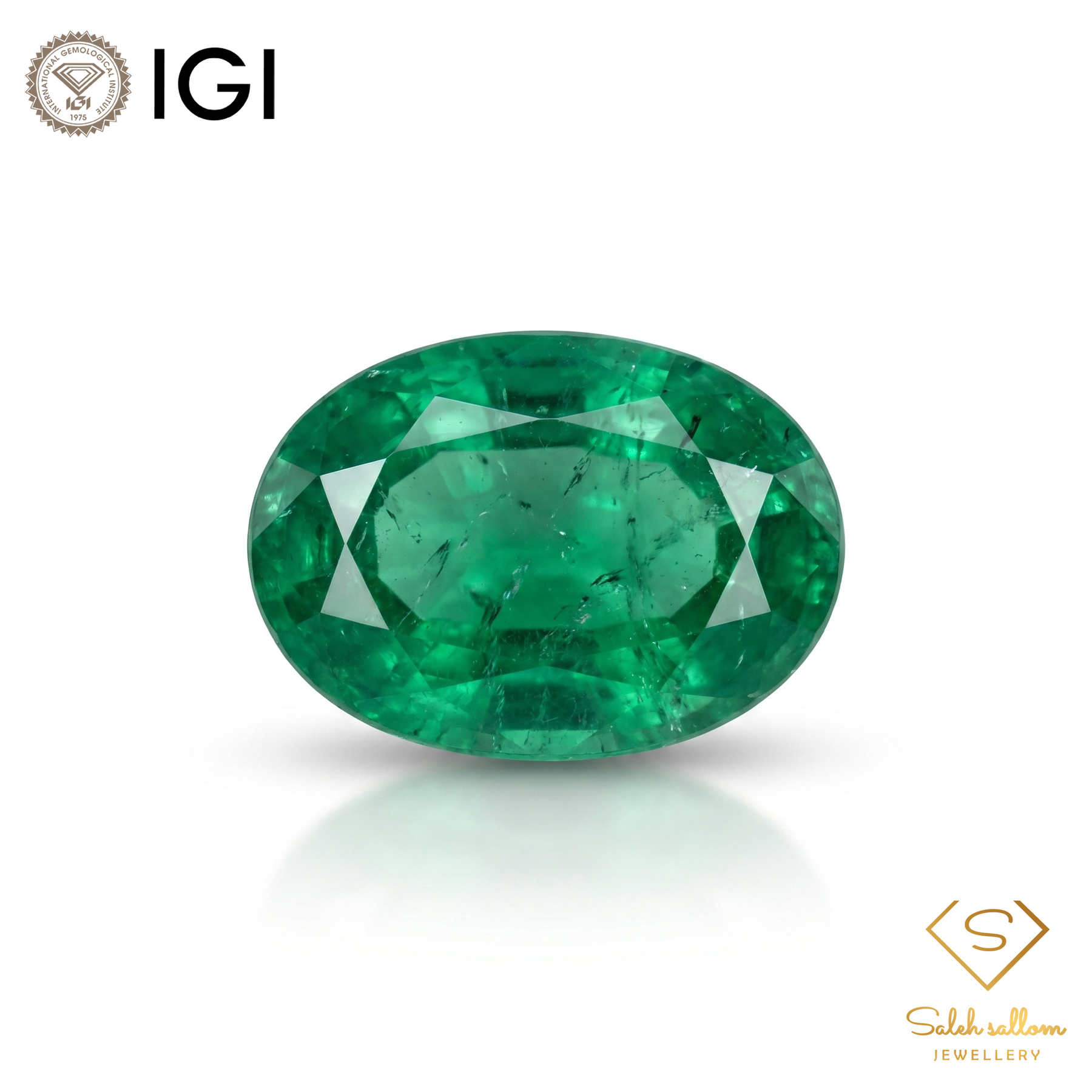 IGI Certified Natural Emerald | 2.55 Carats Oval Mixed Cut | Moderate Oil Enhancement-Saleh Sallom