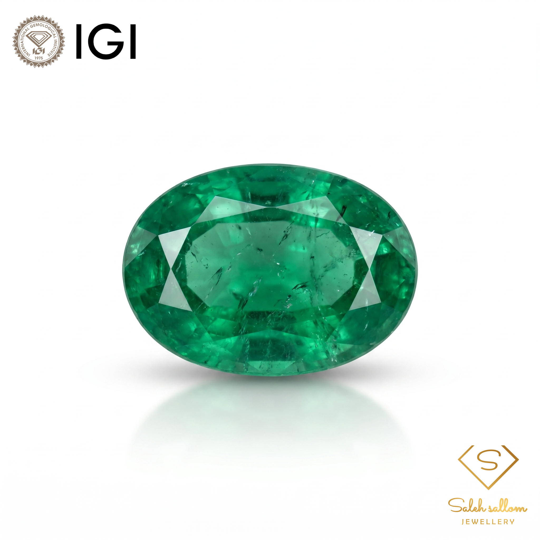 IGI Certified Natural Emerald | 2.55 Carats Oval Mixed Cut | Fine Green Gemstone-Saleh Sallom Main image