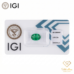 IGI Certified Natural Emerald | 2.55 Carats Oval Mixed Cut | Moderate Oil Enhancement-Saleh Sallom