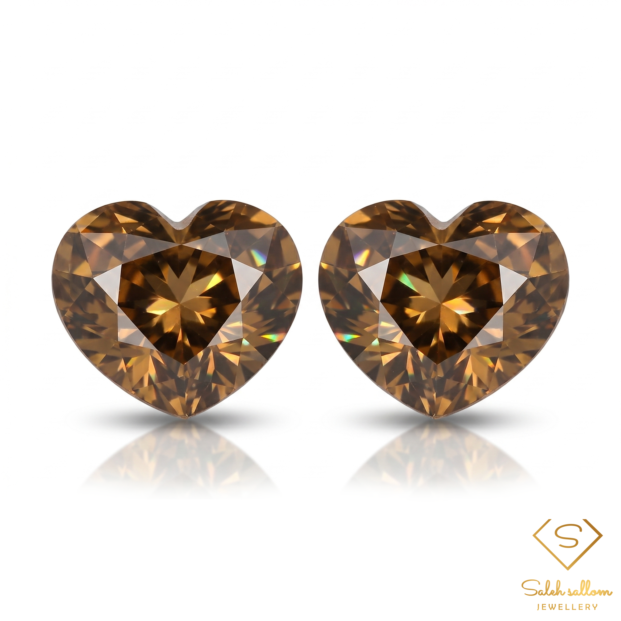 Pair of Natural Yellow Zircons | 2.49 Total Carats Heart Cut | VS Clarity | Unheated | Tanzania-Saleh Sallom Main image