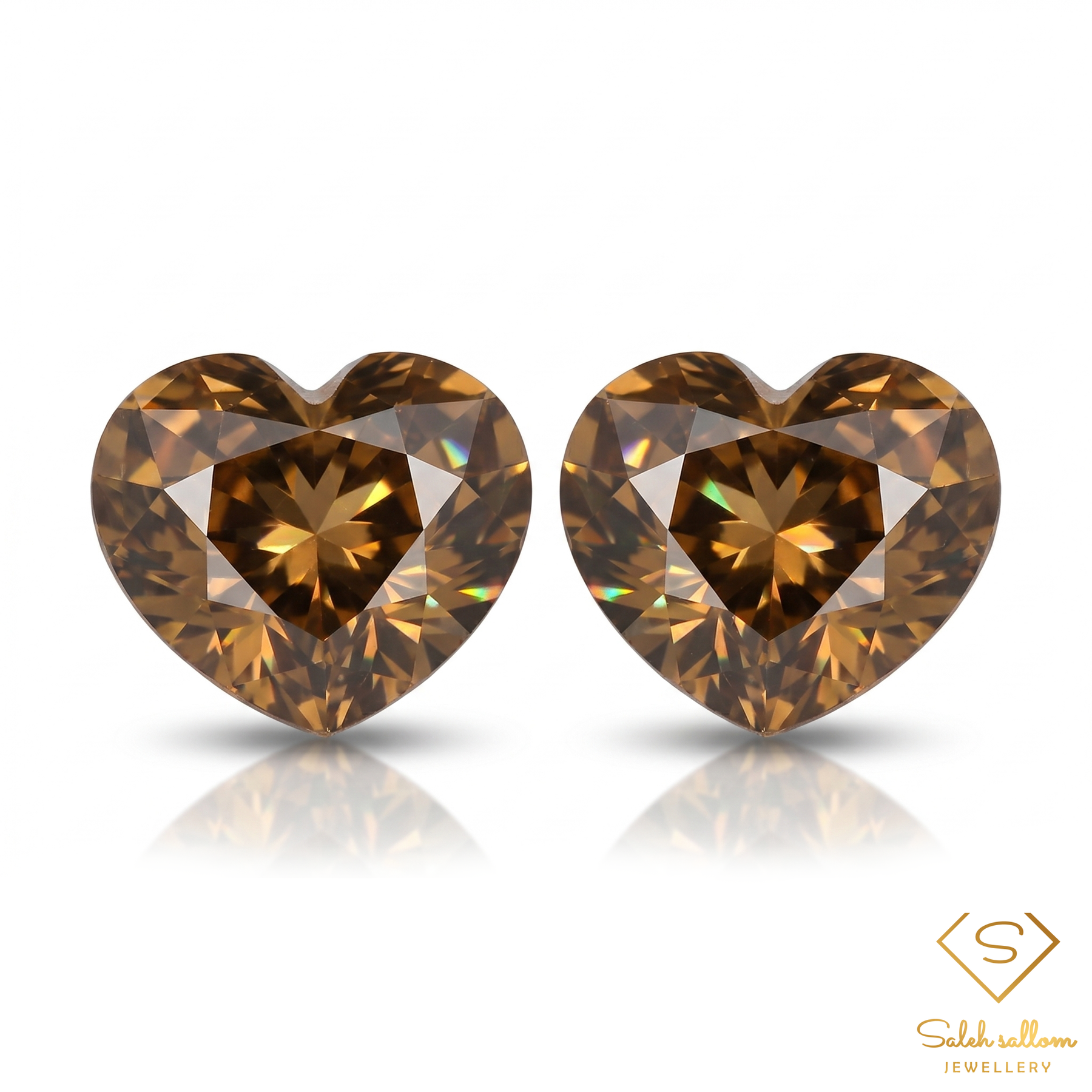 Pair of Natural Yellow Zircons | 2.49 Total Carats Heart Cut | VS Clarity | Unheated | Tanzania-Saleh Sallom