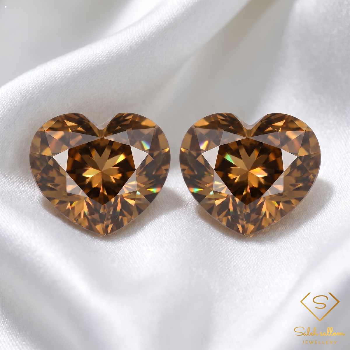 Pair of Natural Yellow Zircons | 2.49 Total Carats Heart Cut | VS Clarity | Unheated | Tanzania-Saleh Sallom