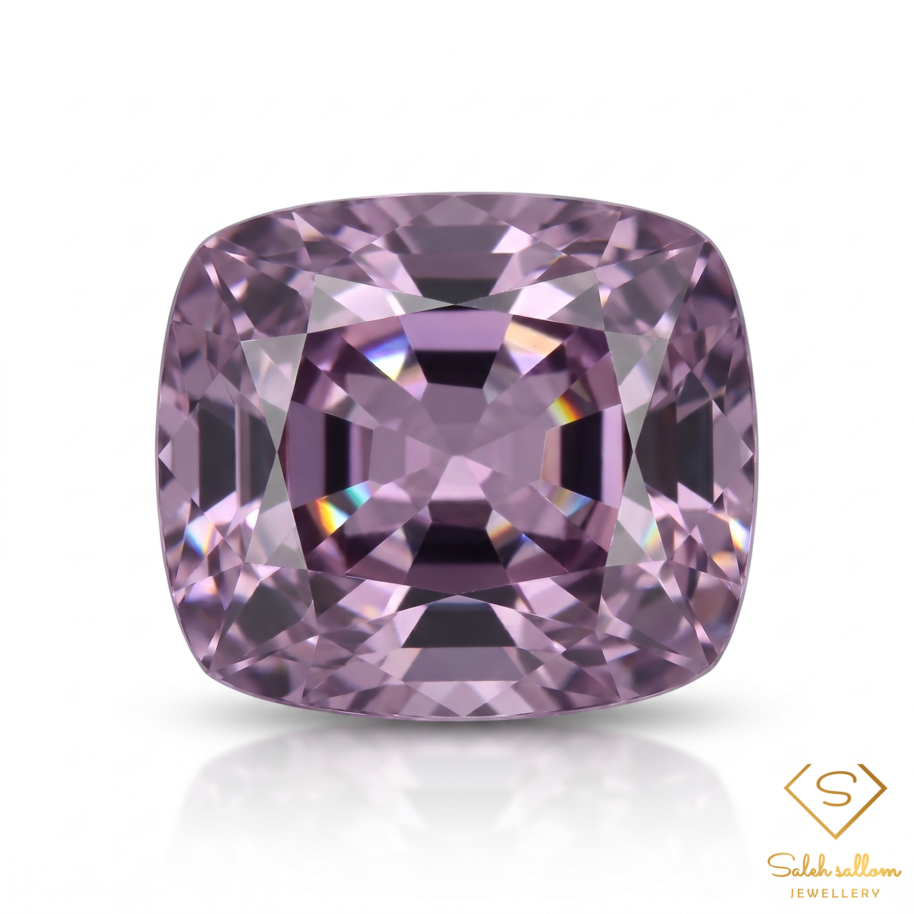 Natural Pinkish Purple Spinel 1.24 Carats Cushion Cut VS Myanmar Gemstone-Saleh Sallom