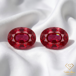 Matched Pair Natural Purplish Pink Spinel 0.60 Carat Total Weight Oval Cut Myanmar Gemstones-Saleh Sallom