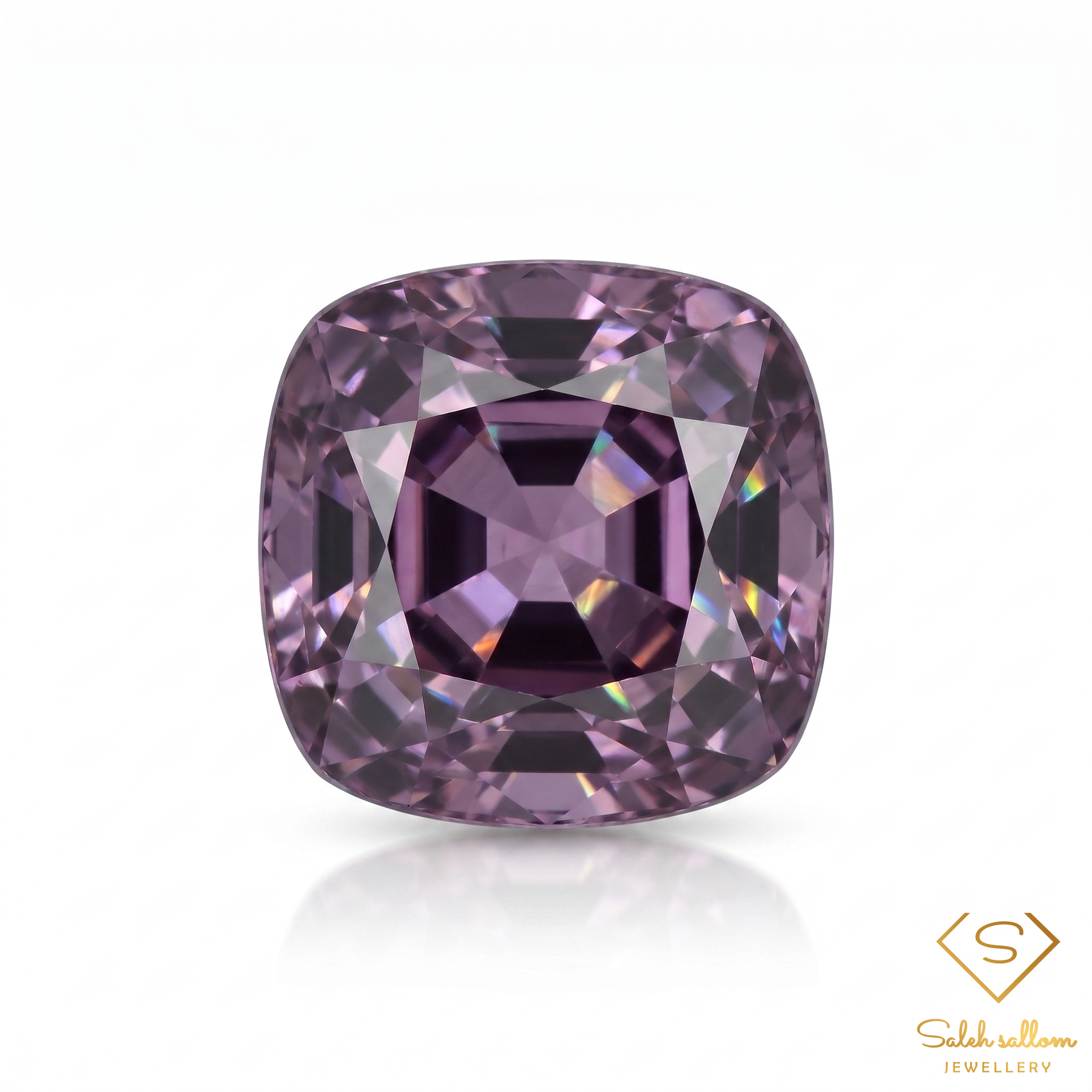 1.16 Ct Natural Pinkish Purple Spinel Cushion Cut VS Myanmar Gemstone-Saleh Sallom
