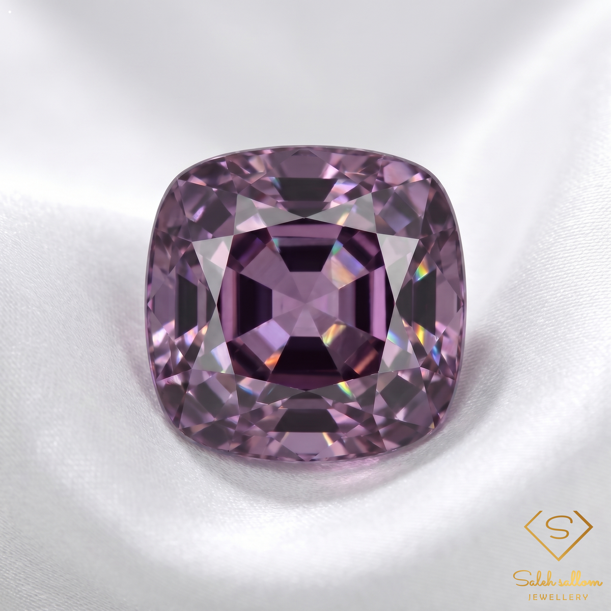 1.16 Ct Natural Pinkish Purple Spinel Cushion Cut VS Myanmar Gemstone-Saleh Sallom