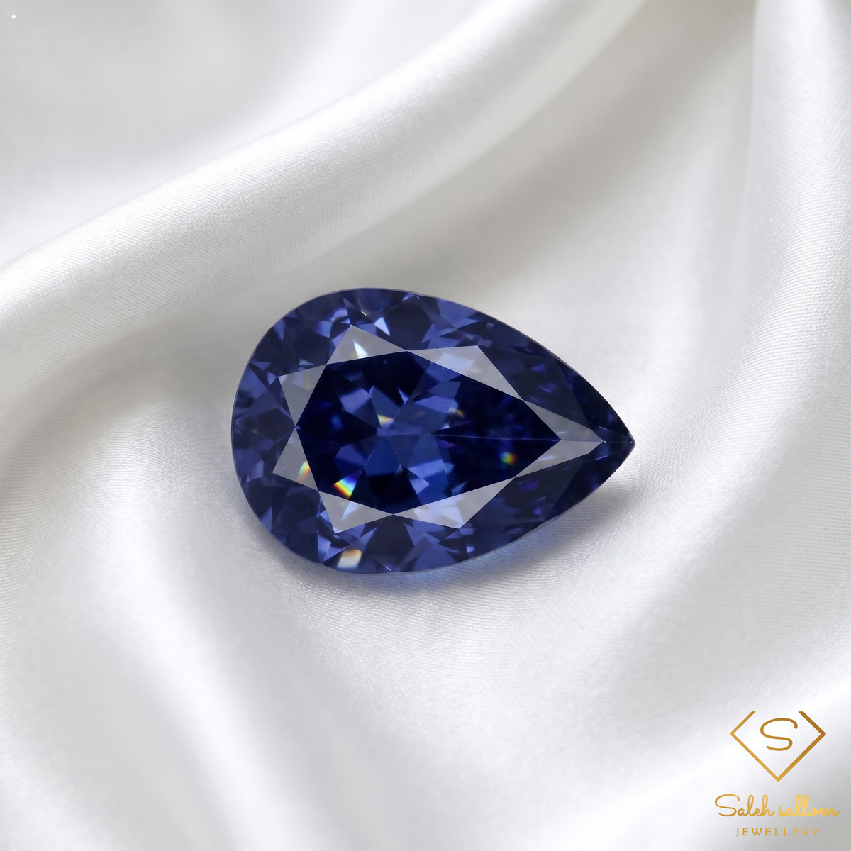 1.71 Ct Natural Bluish Violet Iolite Pear Cut VS Namibia Gemstone-Saleh Sallom