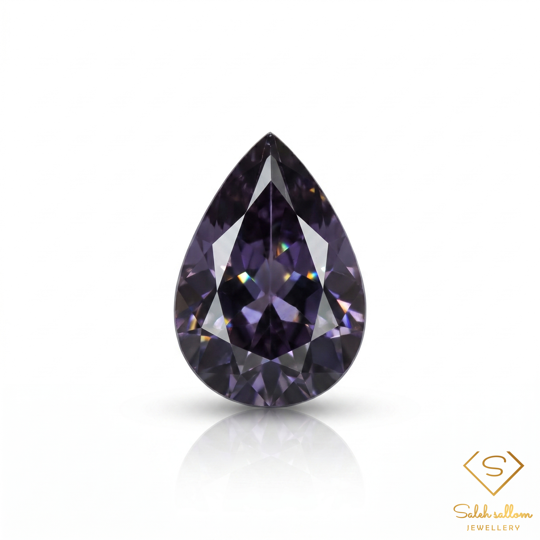 0.54 Ct Natural Bluish Violet Iolite Pear Cut VS Madagascar Gemstone-Saleh Sallom