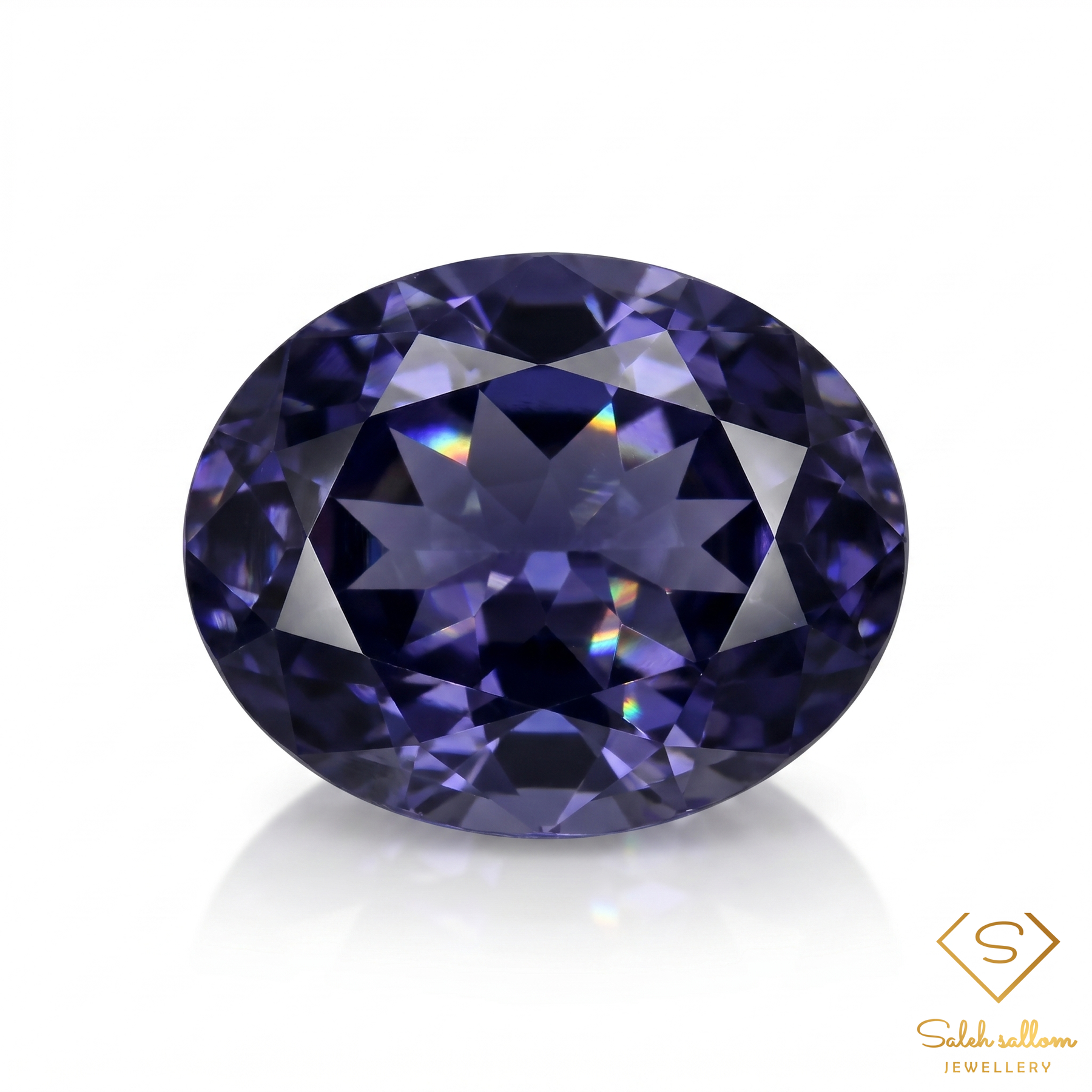 3.69 Ct Natural Bluish Violet Iolite Oval Cut Namibia Gemstone-Saleh Sallom