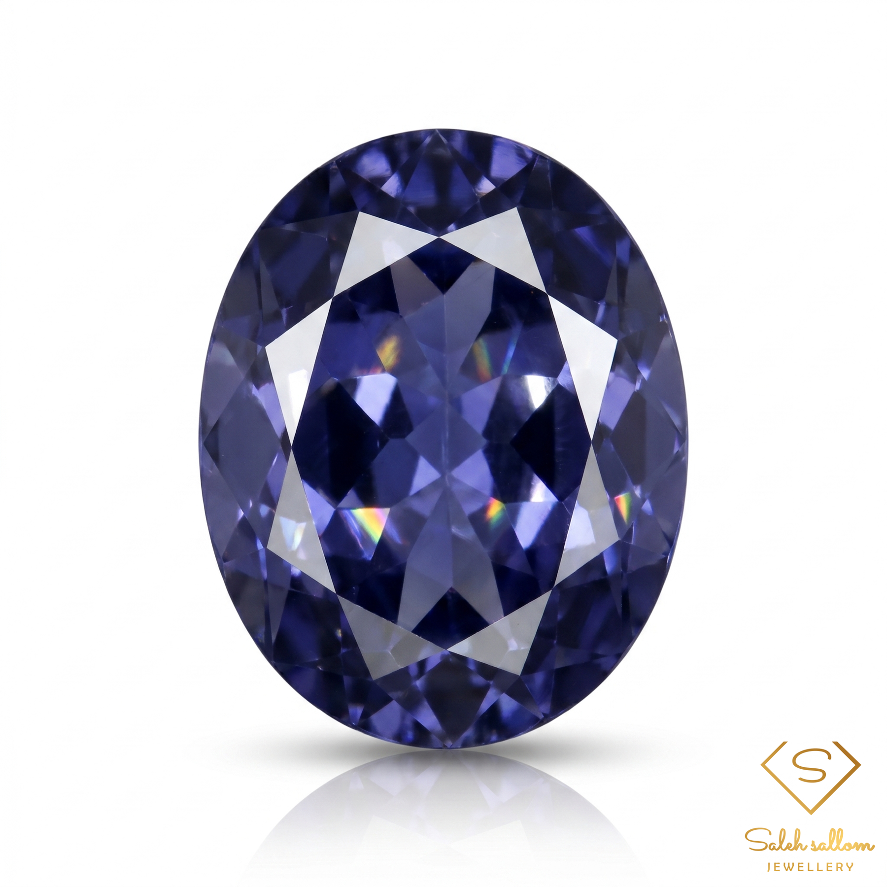 0.95 Ct Natural Bluish Violet Iolite Oval Cut Namibia Gemstone-Saleh Sallom