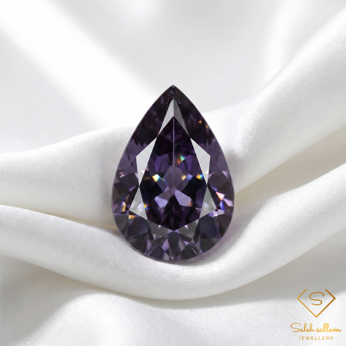 0.54 Ct Natural Bluish Violet Iolite Pear Cut VS Madagascar Gemstone-Saleh Sallom