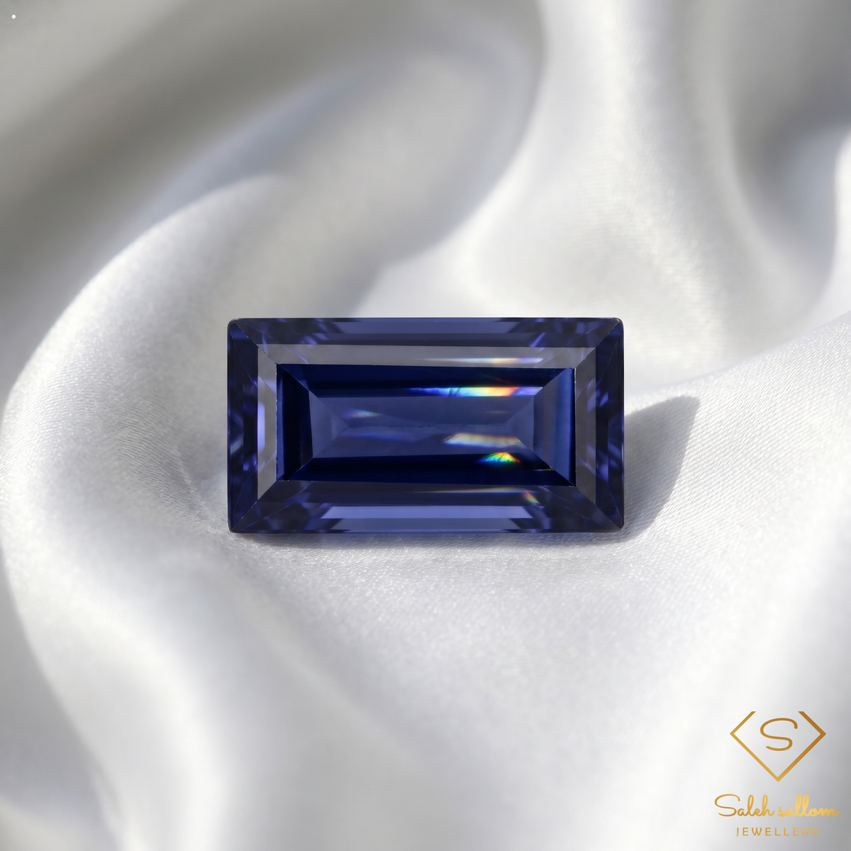 2.27 Ct Natural Bluish Violet Iolite Baguette Cut VS Namibia Gemstone-Saleh Sallom