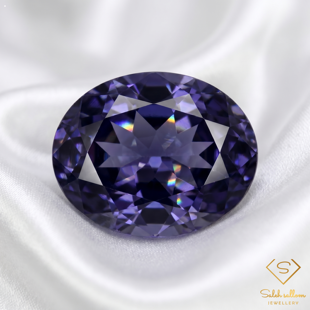 3.69 Ct Natural Bluish Violet Iolite Oval Cut Namibia Gemstone-Saleh Sallom