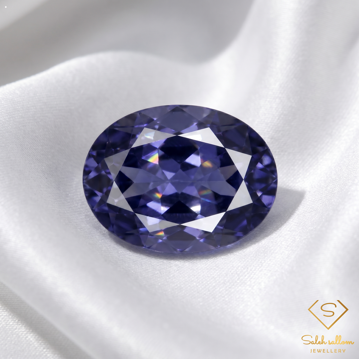 0.95 Ct Natural Bluish Violet Iolite Oval Cut Namibia Gemstone-Saleh Sallom