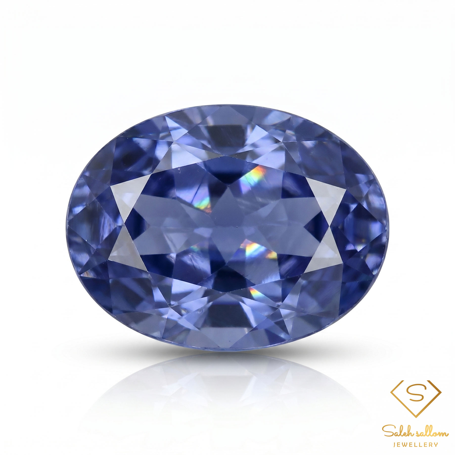 1.97 Ct Natural Bluish Violet Iolite Oval Cut Namibia Gemstone-Saleh Sallom