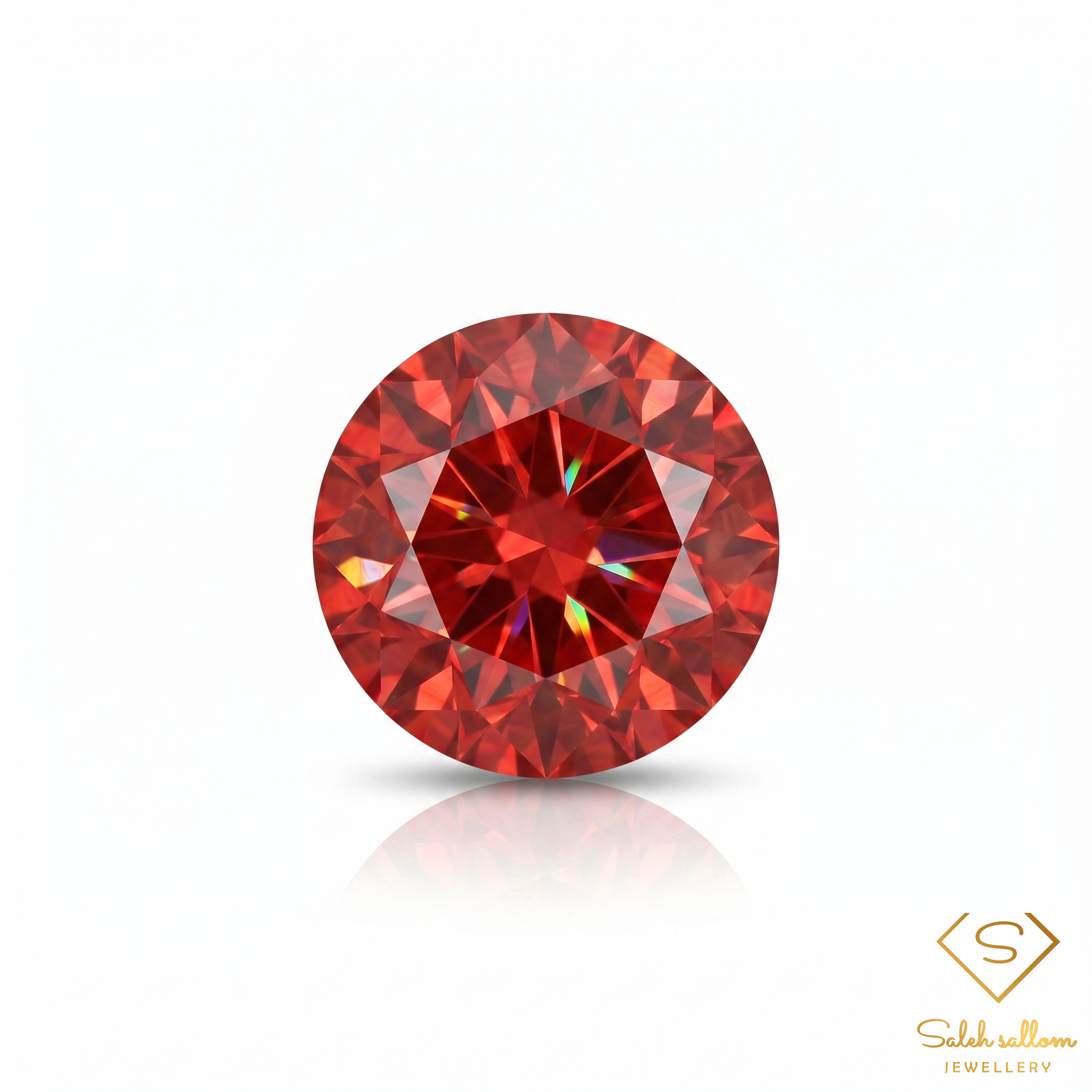0.25 Ct Natural Maple Reddish Orange Sapphire Round Cut Songea Tanzania Gemstone-Saleh Sallom Main image