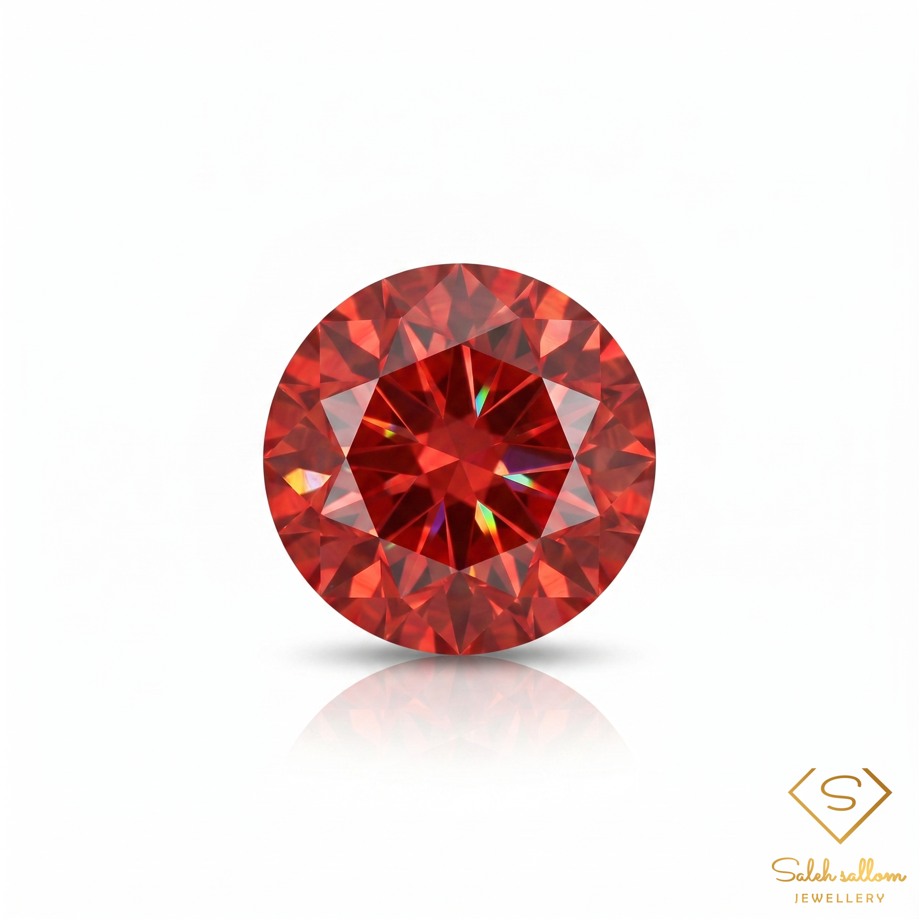 0.25 Ct Natural Maple Reddish Orange Sapphire Round Cut Songea Tanzania Gemstone-Saleh Sallom