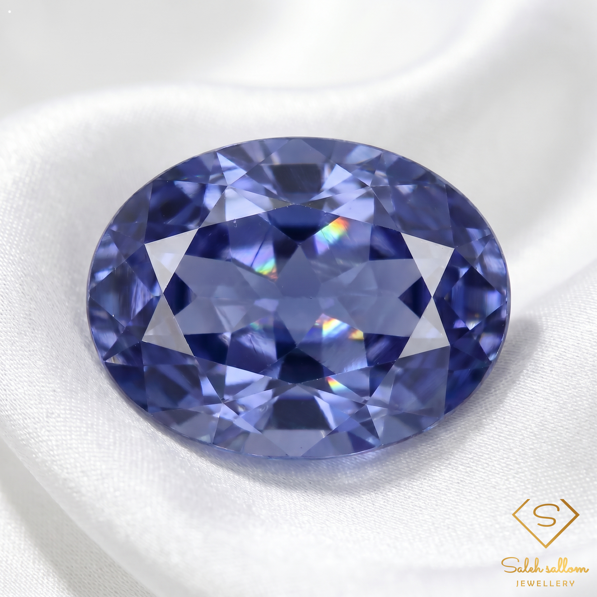 1.97 Ct Natural Bluish Violet Iolite Oval Cut Namibia Gemstone-Saleh Sallom